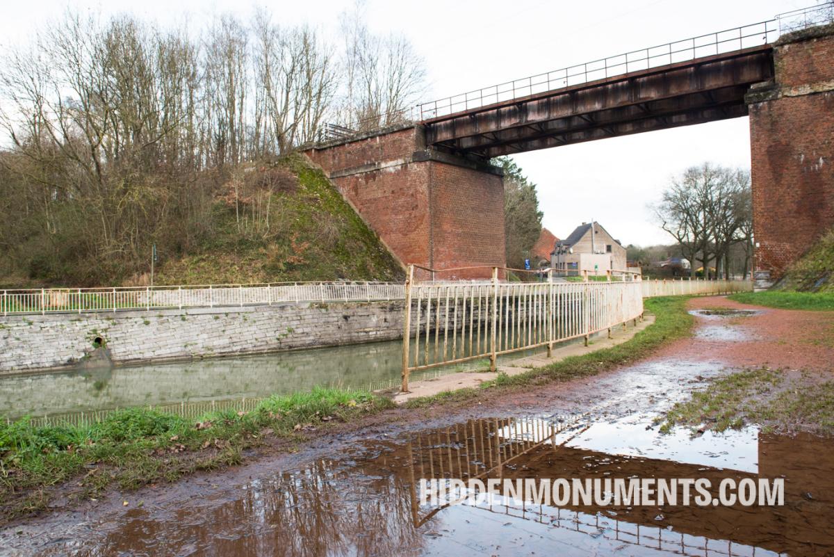 Red railway bridge